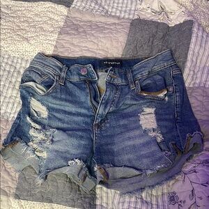 Blue Distressed Denim Shorts